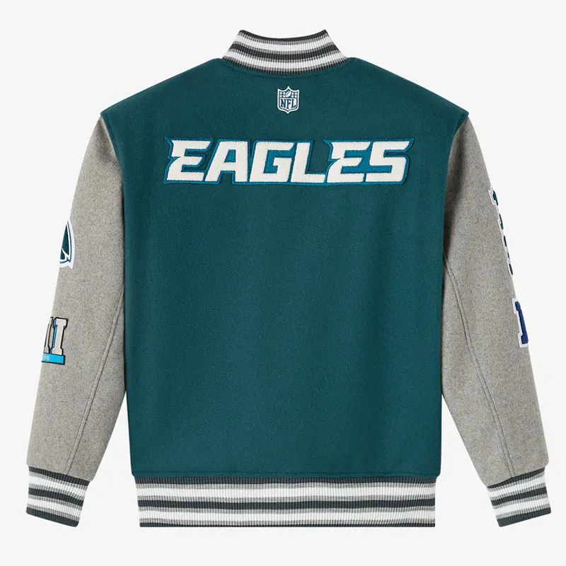 Green/Gray Philadelphia Eagles OVO Varsity Jacket - Image 5