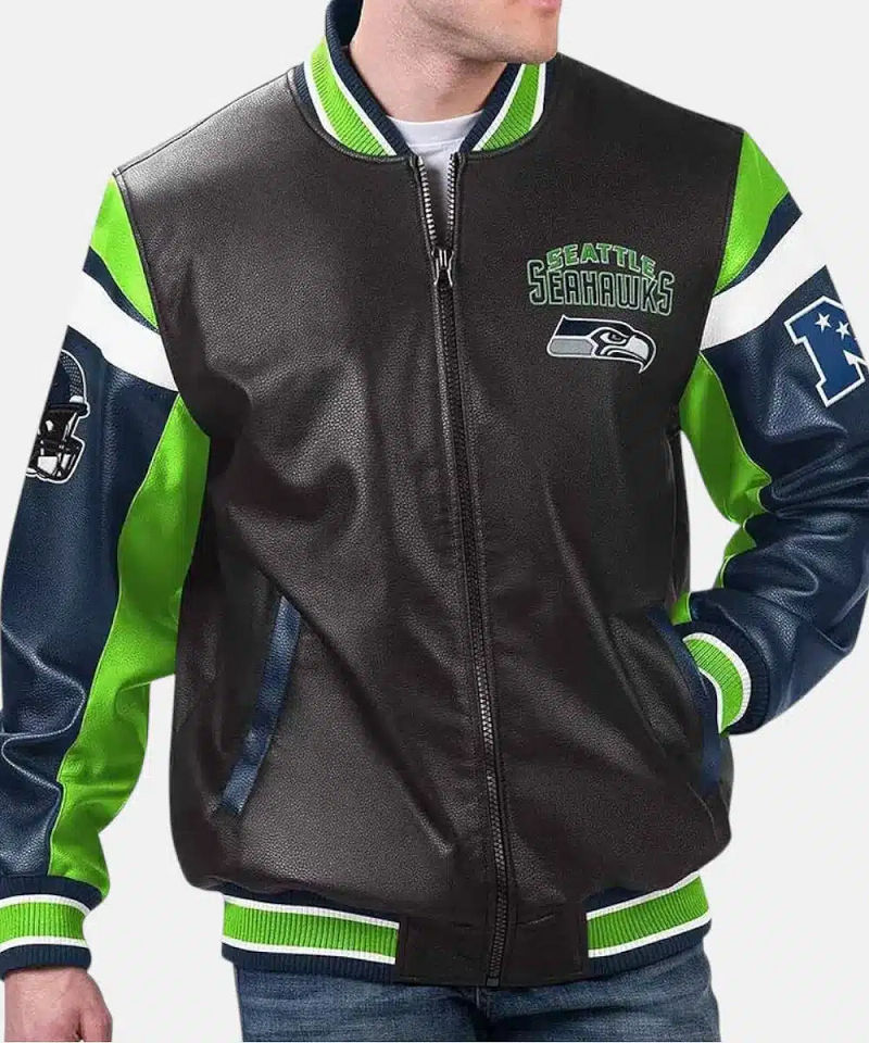 Seattle Seahawks Varsity Leather Jacket - Image 3
