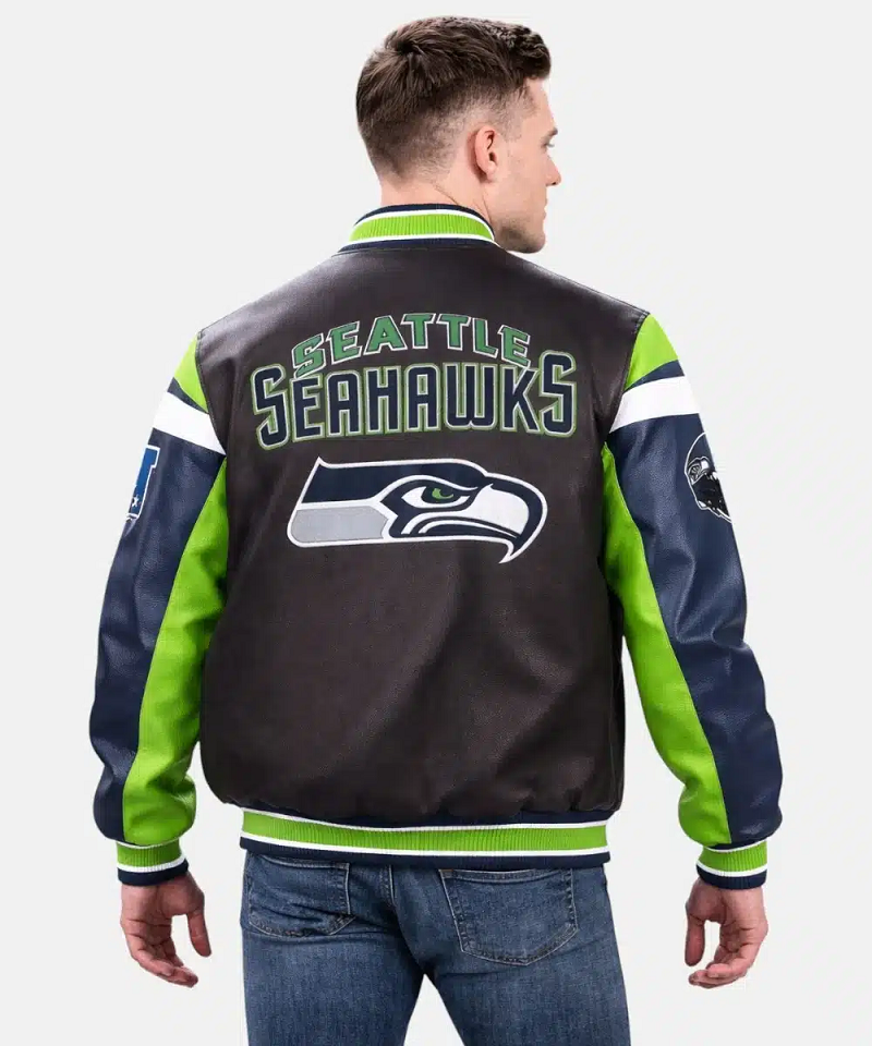 Seattle Seahawks Varsity Leather Jacket - Image 5