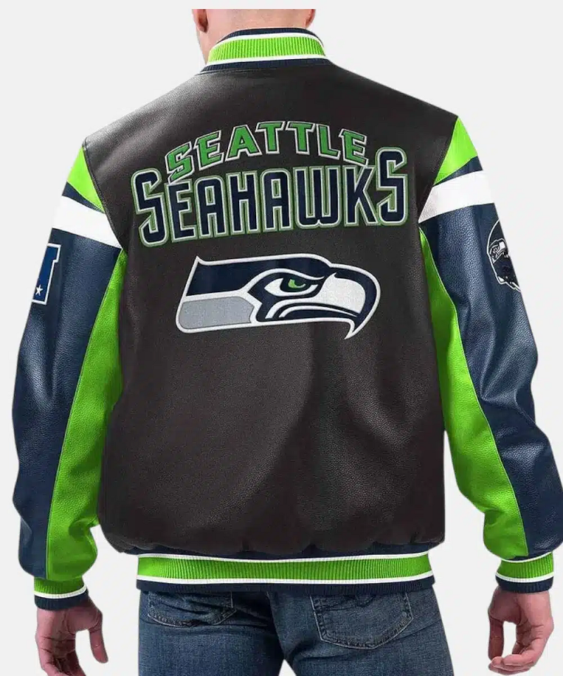 Seattle Seahawks Varsity Leather Jacket - Image 4