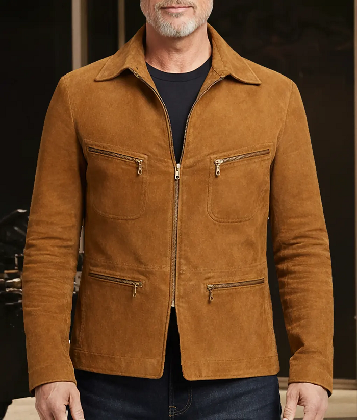 The Adventures Of Cliff Booth Brad Pitt Brown Jacket