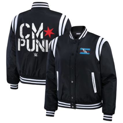 Women's WEAR by Erin Andrews Black CM Punk Bomber Jacket