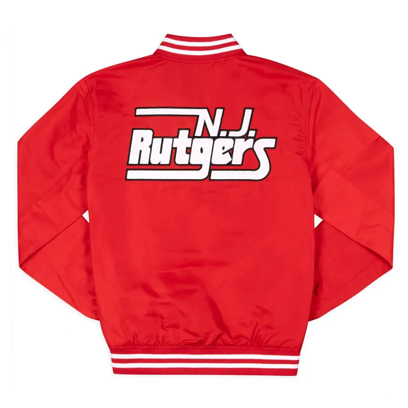 Rutgers Scarlet Knights Retro Wordmark Red Bomber Jacket - Image 2