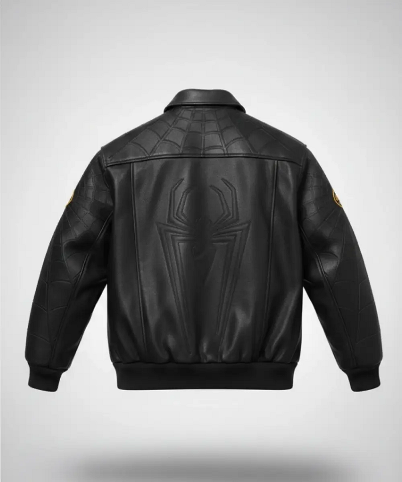Supreme X Vanson Spider-Man Black Leather Jacket - Image 2