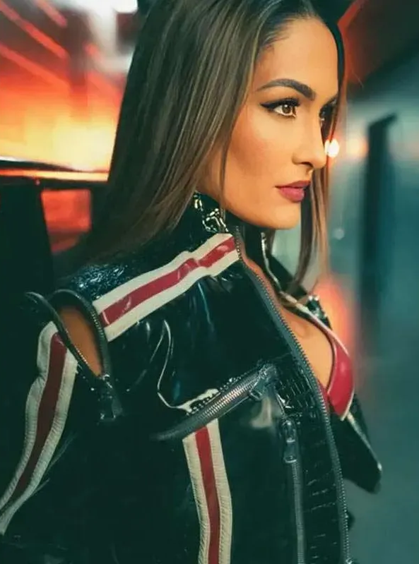 WWE Nikki Bella Cropped Leather Jacket - Image 5