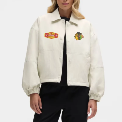 Chicago Blackhawks Coachs Heathered Bone Jacket