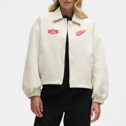 Detroit Red Wings Coachs Heathered Bone Jacket