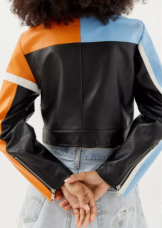 Electric Bloom Carmen B. Sanchez Colorblock Leather Jacket - Image 5