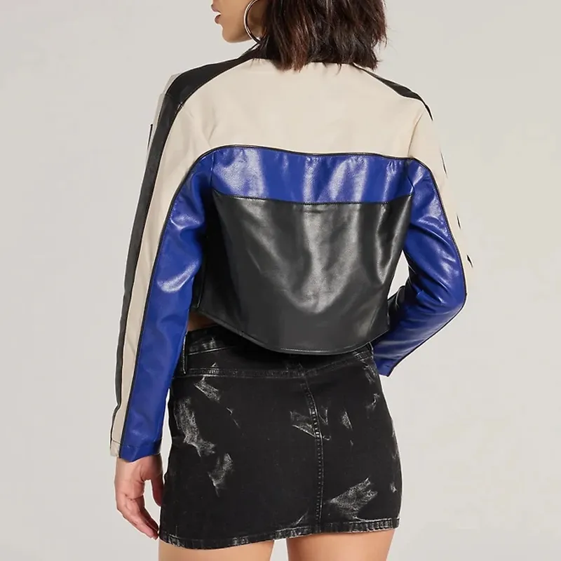 Electric Bloom Carmen B. Sanchez Striped Leather Jacket - Image 4