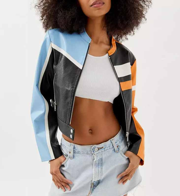 Electric Blooms Jade Castillo Cropped Leather Jacket