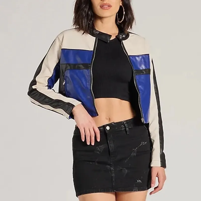 Electric Bloom Carmen B. Sanchez Striped Leather Jacket - Image 2
