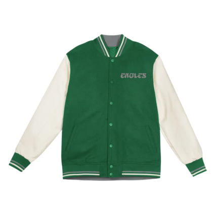 Philadelphia Eagles Green And Cream Varsity Jacket