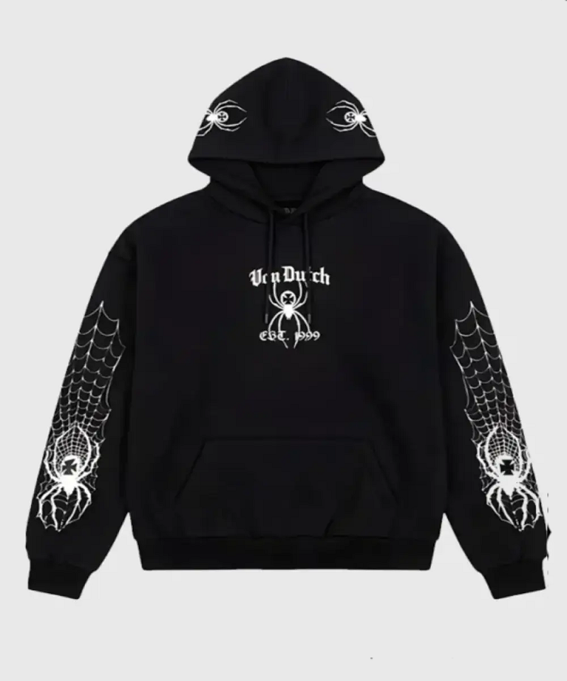 Spider Crest Black Pullover Hoodie