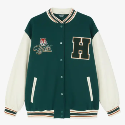 Stranger Things Hawkin Tiger Green Bomber Varsity Jacket