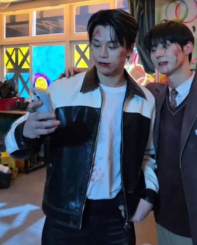 Cha Woo-Min Study Group TV Series Pi Han Leather Jacket - Image 2