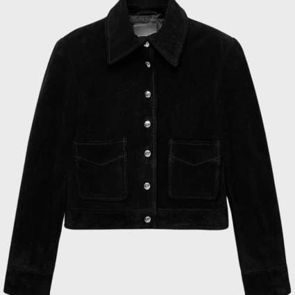 Womens Classic Suede Black Leather Jacket