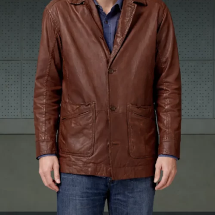 Yes Man Jim Carrey Brown Leather Jacket