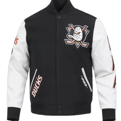Anaheim Ducks Classic Black and White Varsity Jacket
