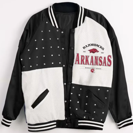 Arkansas Razorbacks Inner Drive Varsity Rhinestone Black Jacket
