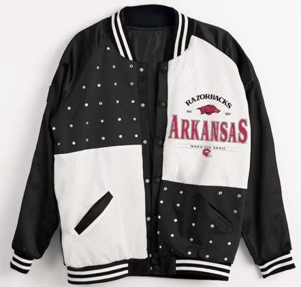 Black NCAA Arkansas Razorbacks Inner Drive Rhinestone Jacket - A2 Jackets