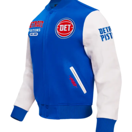 Detroit Pistons City Arch Royal and White Varsity Jacket