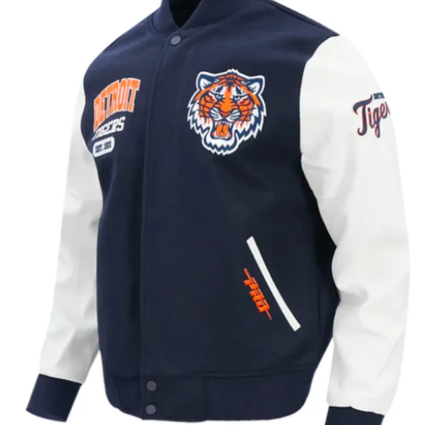Detroit Tigers City Arch Navy and White Varsity Jacket