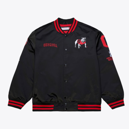 Georgia Bulldogs Double Clutch Lightweight Black Satin Jacket