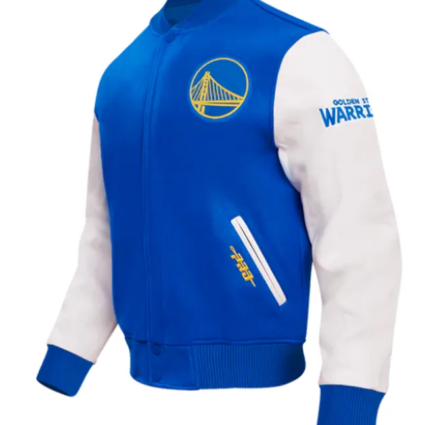 Golden State Warriors City Arch Royal and White Varsity Jacket