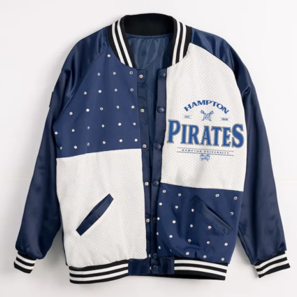 Hampton Pirates Inner Drive Varsity Rhinestone Navy Jacket