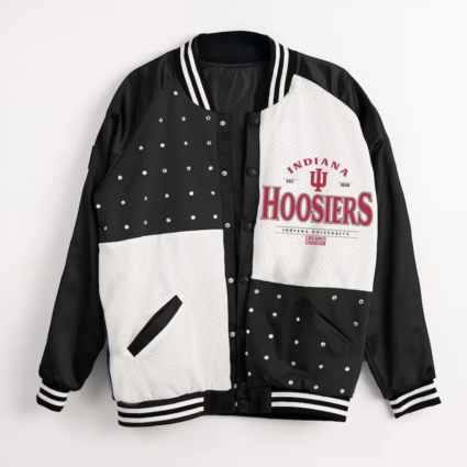 Indiana Hoosiers Inner Drive Varsity Rhinestone Black Jacket