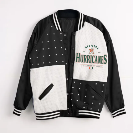 Miami Hurricanes Inner Drive Rhinestone Varsity Jacket