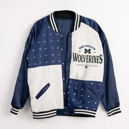Michigan Wolverines Inner Drive Varsity Rhinestone Navy Jacket