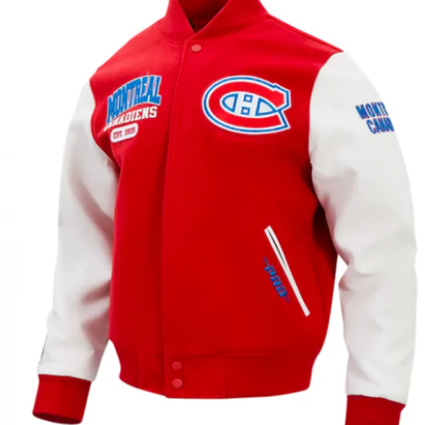 Montreal Canadiens City Arch Red and White Varsity Jacket