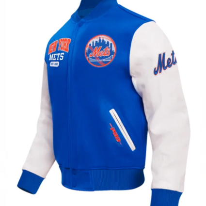 NY Mets City Arch Royal and White Varsity Jacket