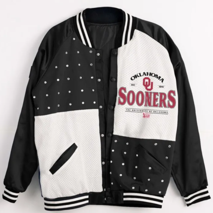 Oklahoma Sooners Inner Drive Varsity Rhinestone Black Jacket