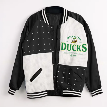Oregon Ducks Inner Drive Varsity Rhinestone Black Jacket