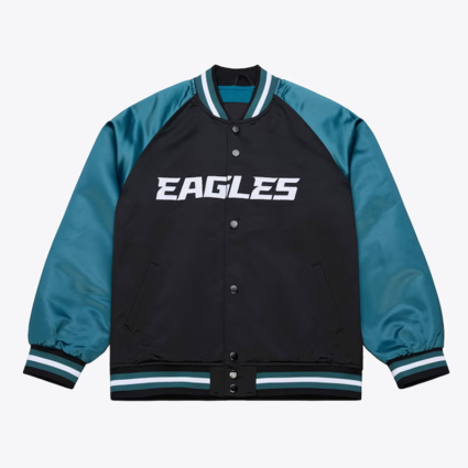 Philadelphia Eagles Black Mascot Lightweight Satin Jacket