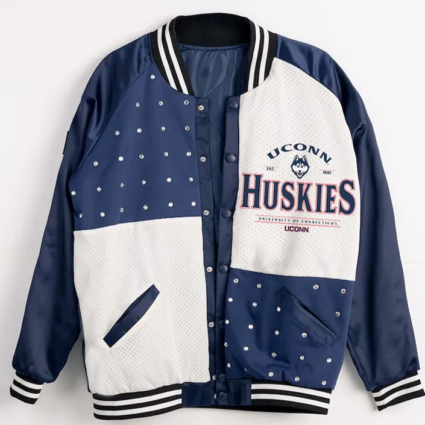 UConn Huskies Inner Drive Varsity Rhinestone Navy Jacket