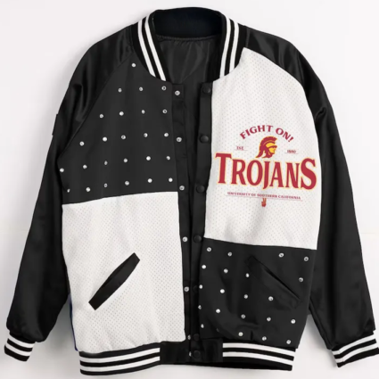 USC Trojans Inner Drive Varsity Rhinestone Black Jacket