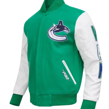 Vancouver Canucks Classic Green and White Varsity Jacket