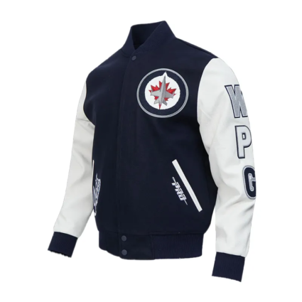 Winnipeg Jets Classic Navy and White Varsity Jacket
