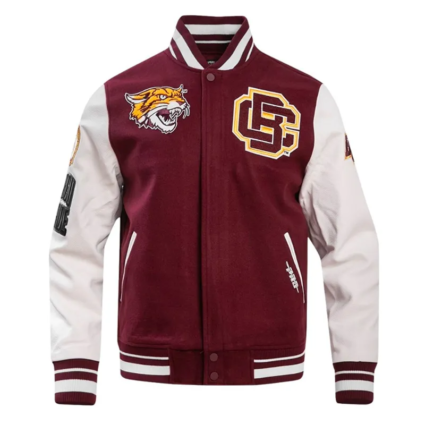 Bethune Cookman University Maroon and White Varsity Jacket