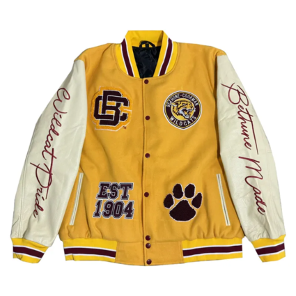 Bethune Cookman Wildcats Mustard Yellow and White Varsity Jacket
