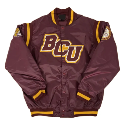 Bethune Cookman Wildcats Teddy Maroon Satin Jacket