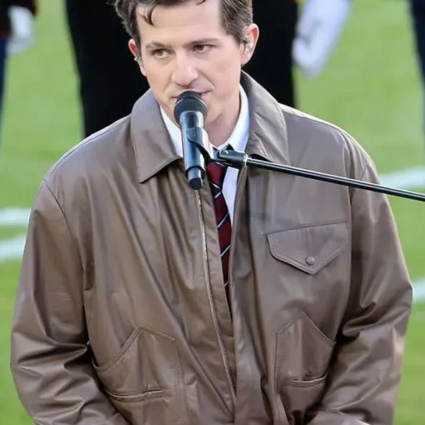 Charlie Puth Super Bowl LX National Anthem Leather Jacket