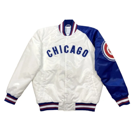 Chicago Cubs Dugout II Blue and White Satin Jacket