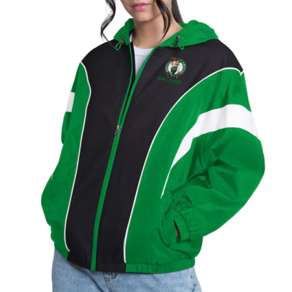 Green Black Boston Celtics Quarterback Jacket