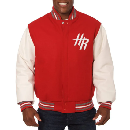 Houston Rockets Domestic Red and White Varsity Jacket