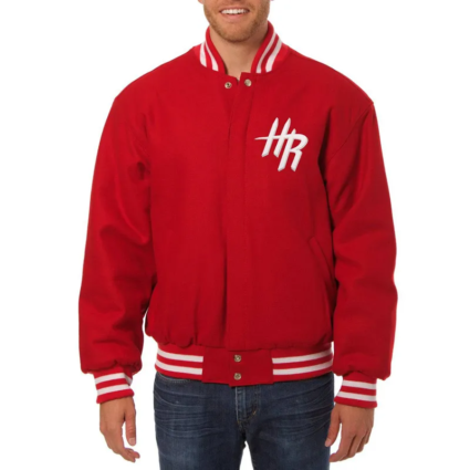 Houston Rockets Embroidered Red Varsity Wool Jacket
