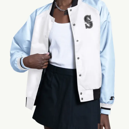 Seattle Mariners Blitz Blue and White Jacket